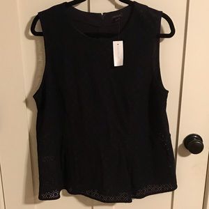 Ann Taylor Navy Eyelet Shell